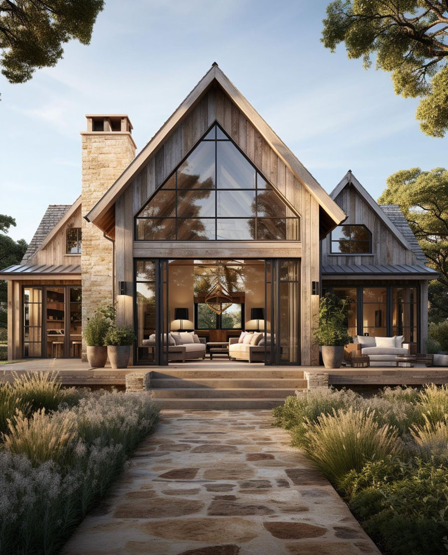 All-Natural Wood Nature-Inspired Dream Home Exterior