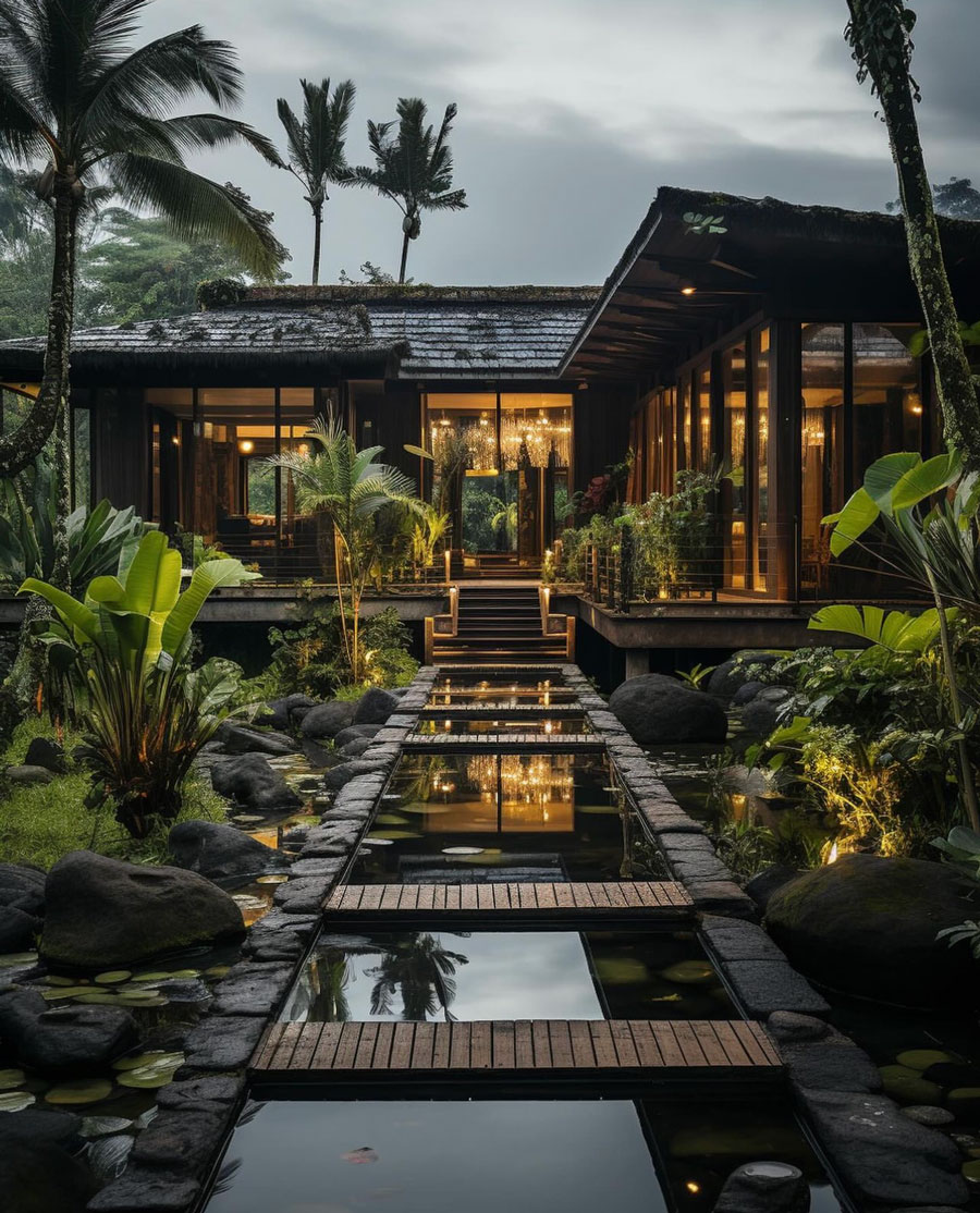 Bali Dream Home outdoor stone garden entrance