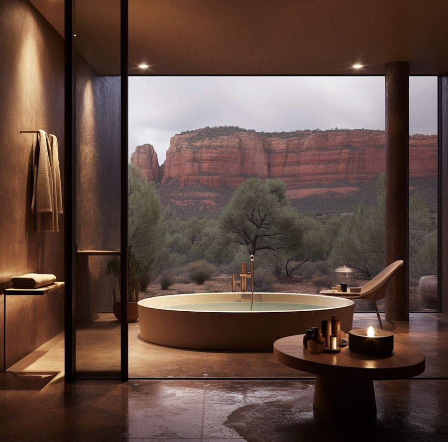 Dream bath tub with large windows 