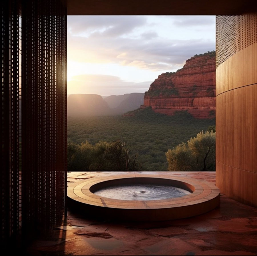 Hot tub spa overlooking Sedone dream home