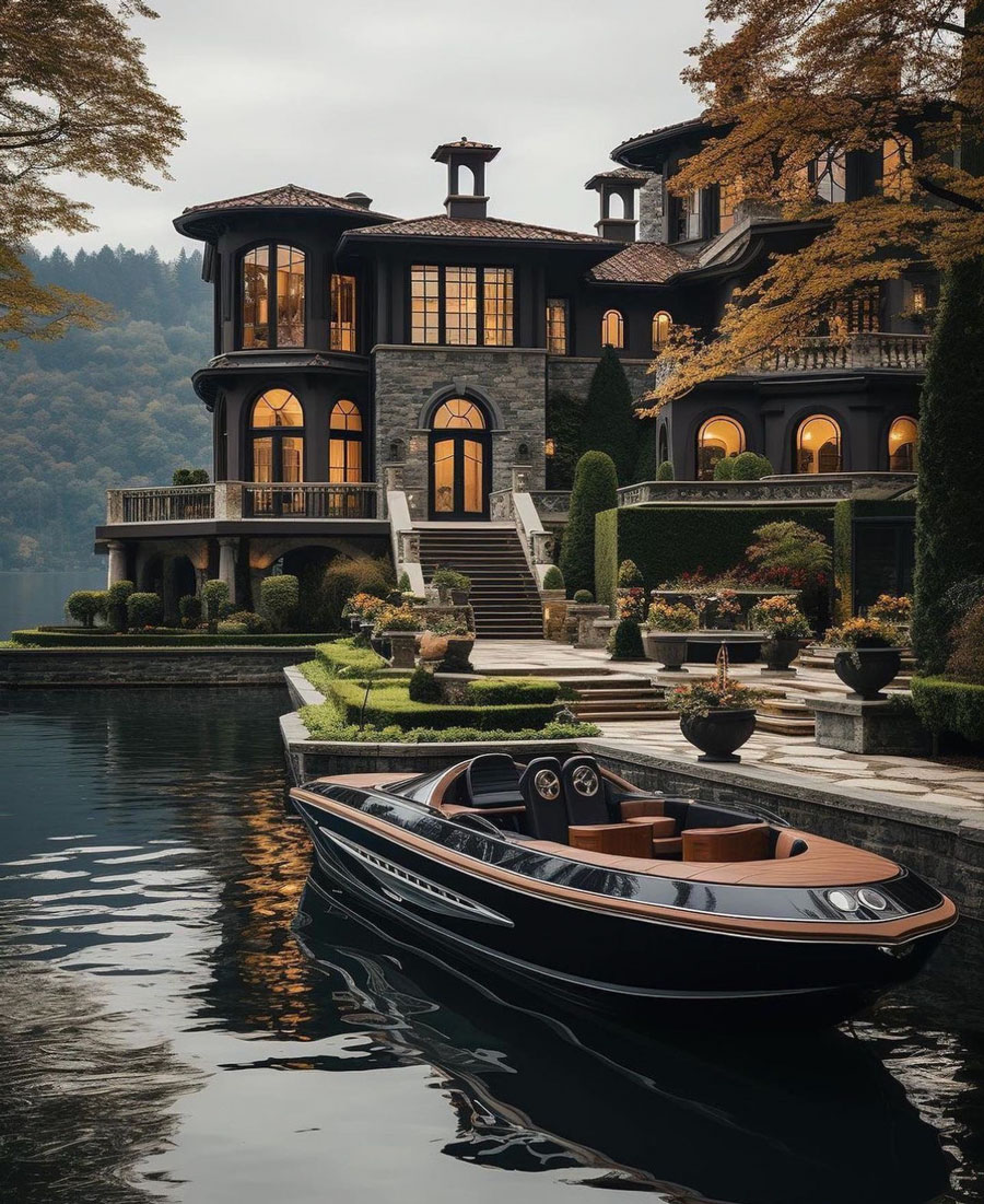 Lake Como Dream House Exterior with boat