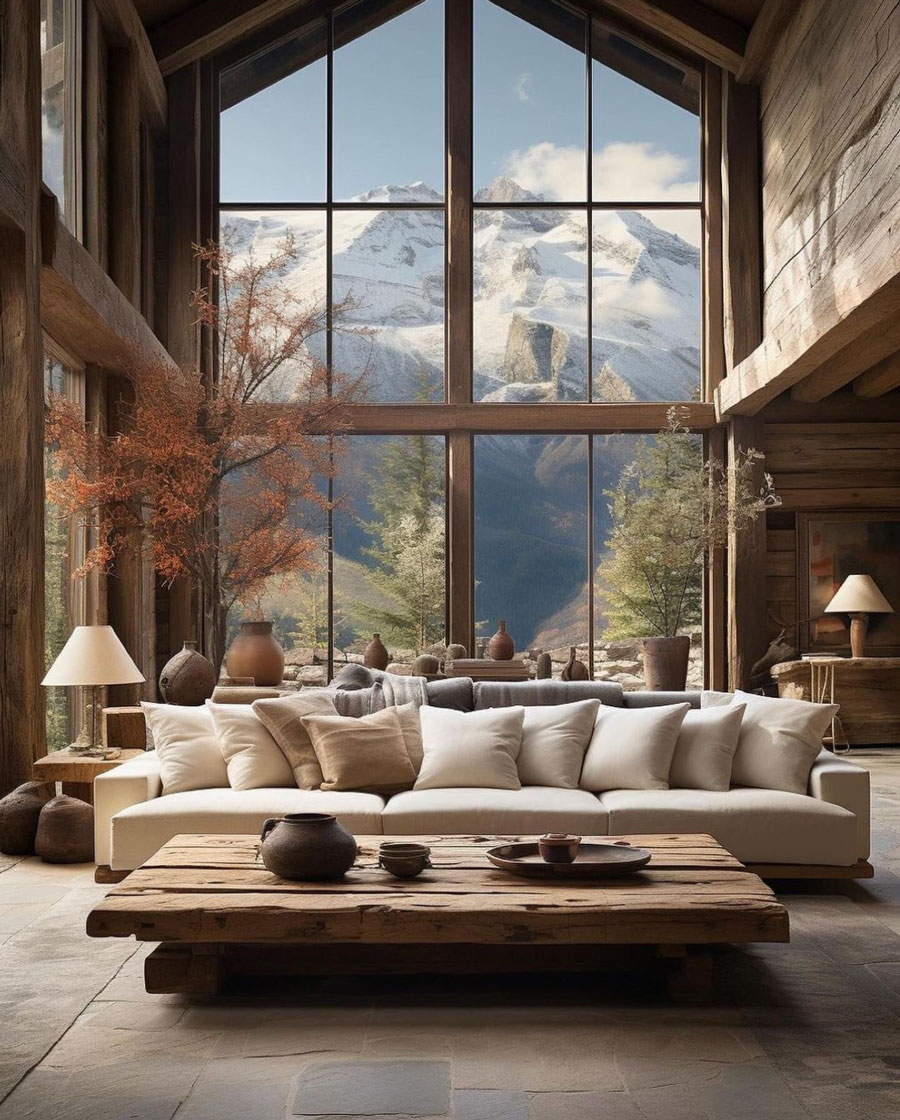 Magnificent living room overlooking mountain views