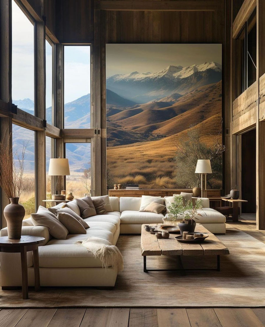 Modern living room with large painting