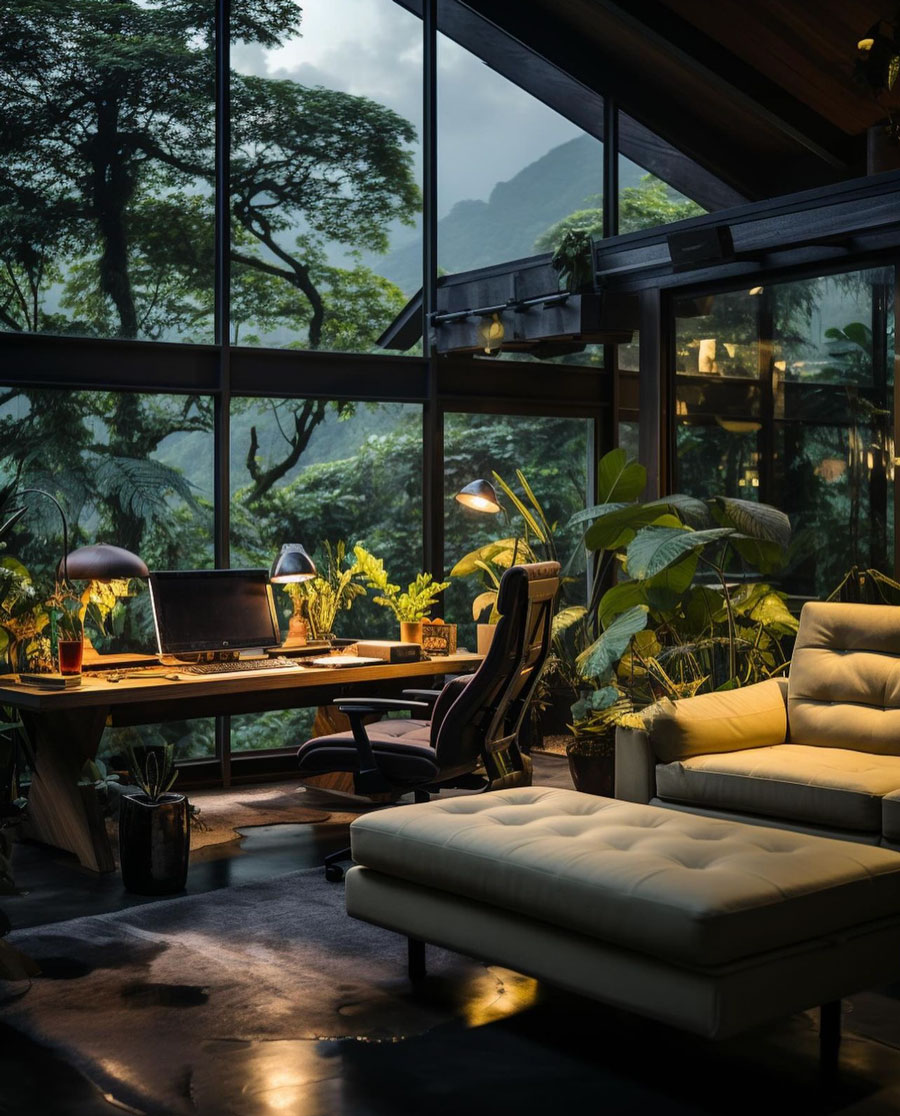Office with small couch in dream home