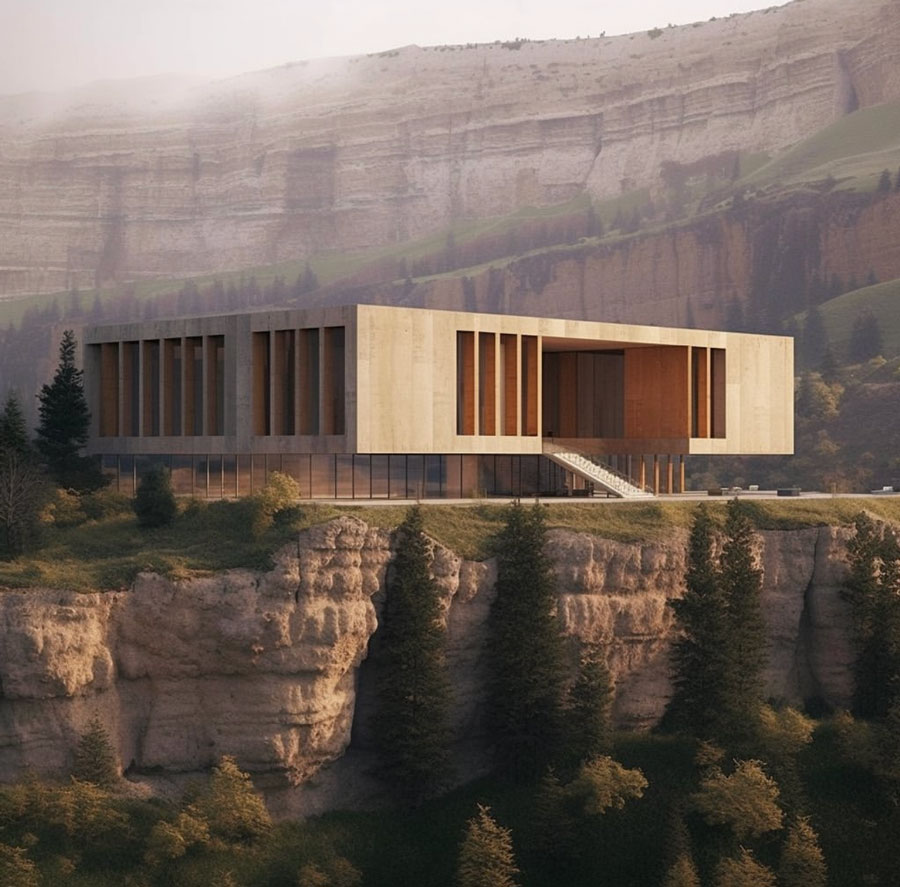 home overlooking cliffside mountainside