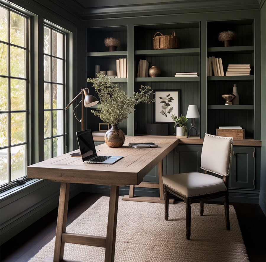 Office Traditional Dream Home with Green Accents