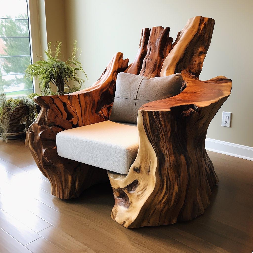 Wood carved single chair lounge style
