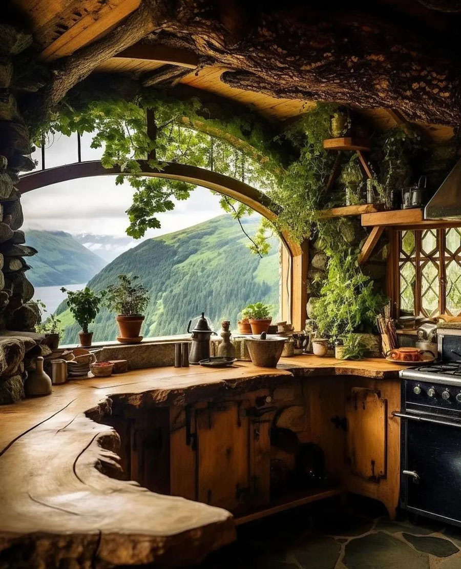 all natural wood kitchen tree house dream home