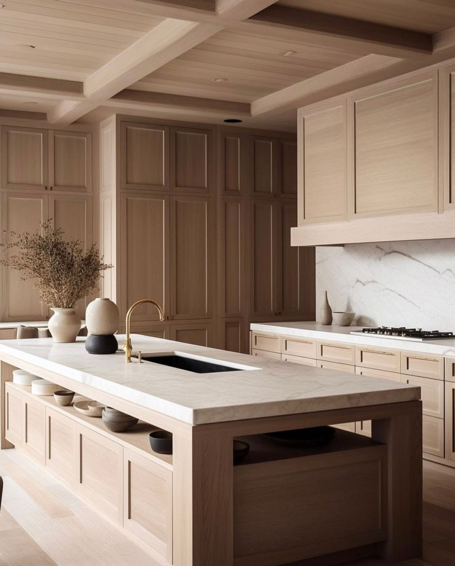 all soft wood kitchen tones