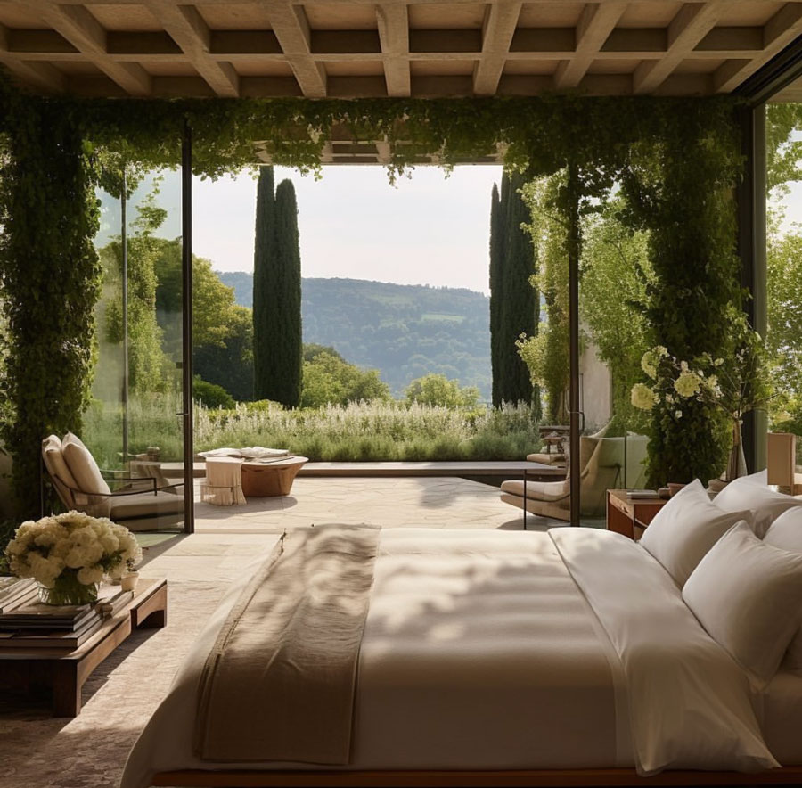 bedroom overlooking countryside