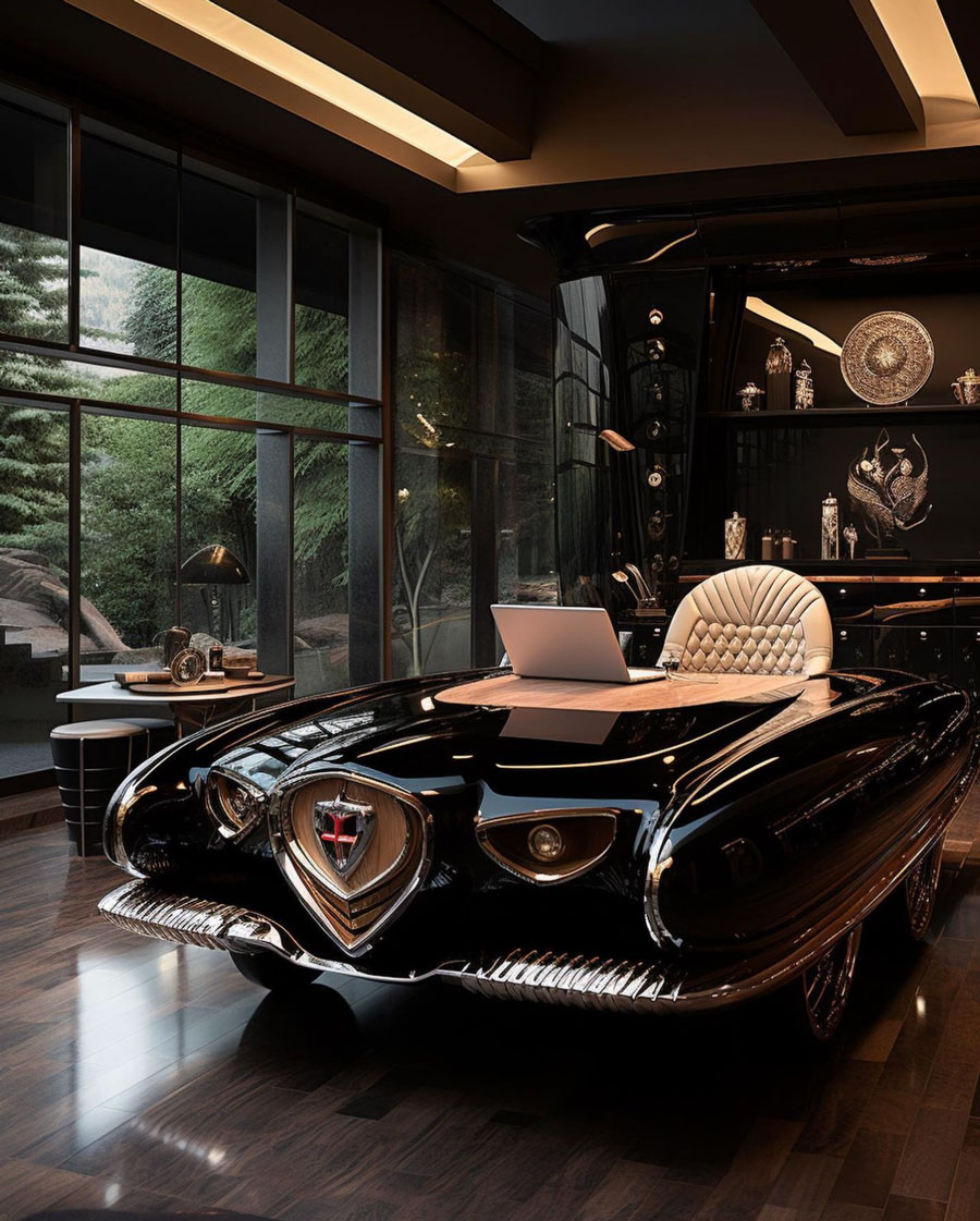 black car inspired desk dream home office