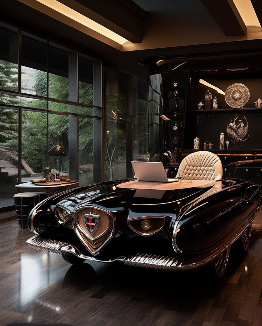 black car inspired desk office