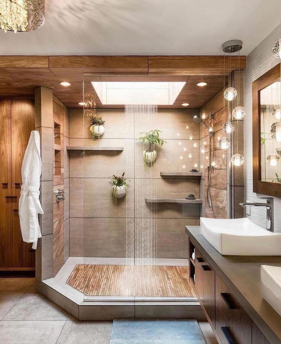 center waterfall shower dream bathroom