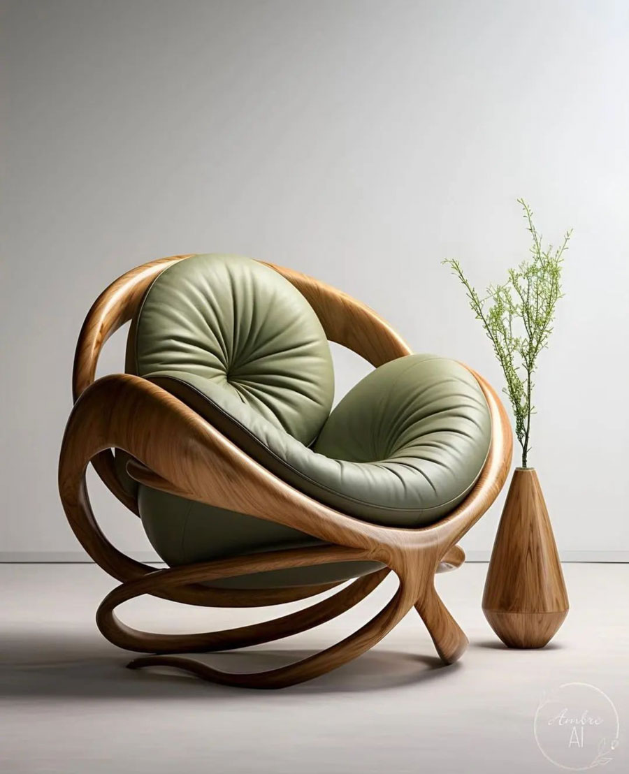 circular wood organic custom chair