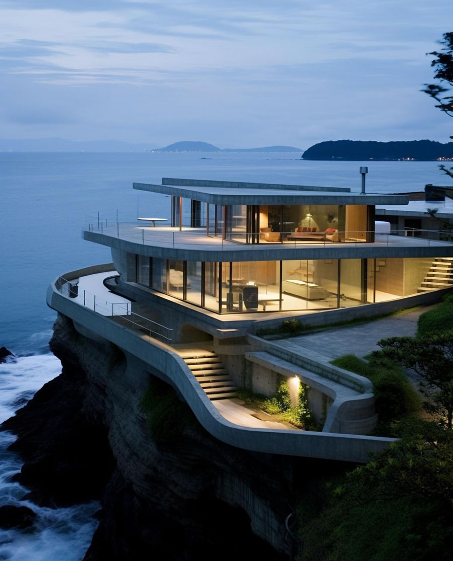 coastal dream home exterior overlooking water