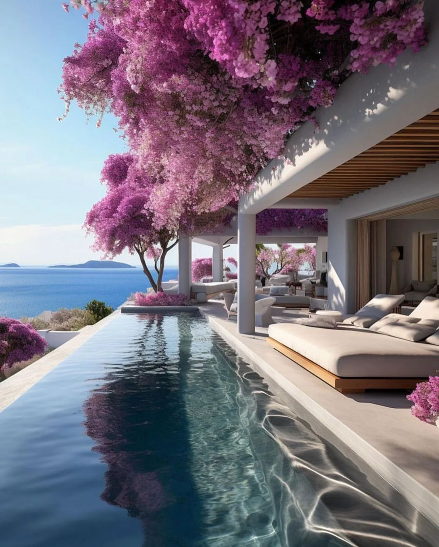 coastal dream home with spa like outdoor seating area