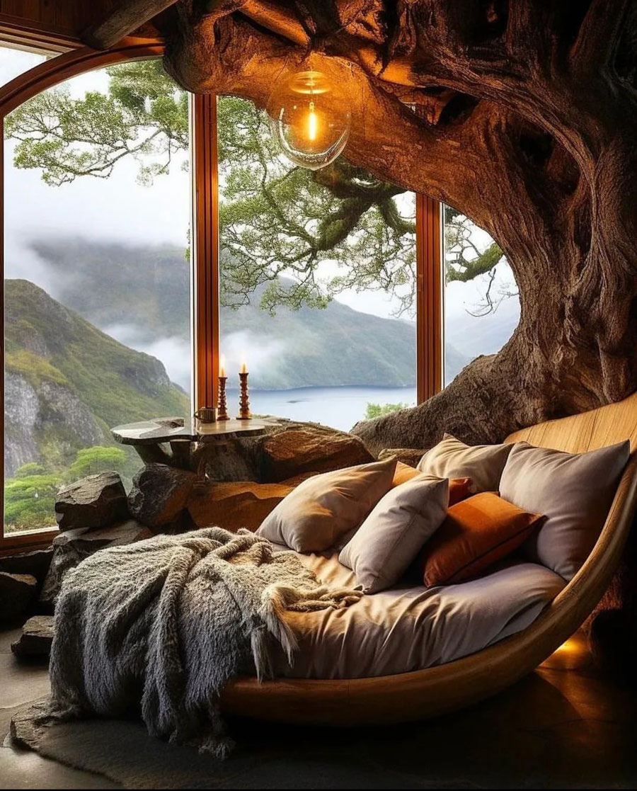 comfy bedroom in dream tree house