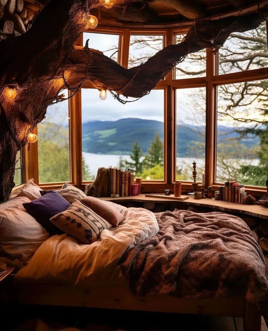 cozy tree house bedroom