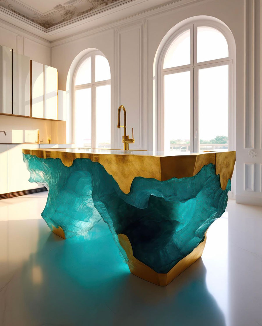 crystal-kitchen-island-with-gold-accents