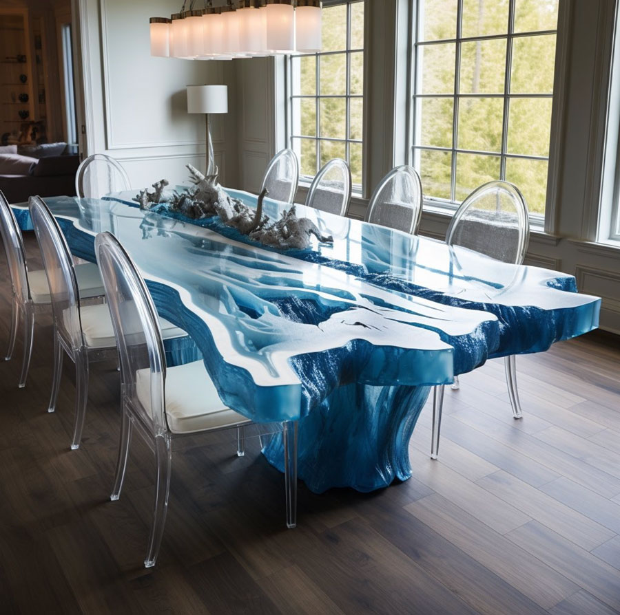 deep blue glacier inspired table