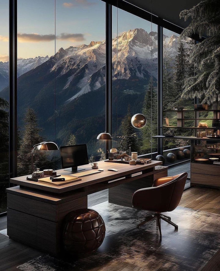 dream home office view in the mountains