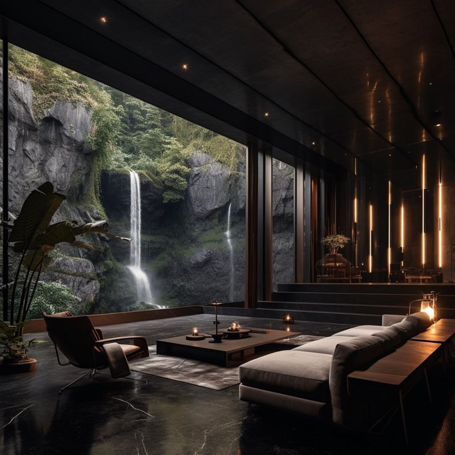 living room view dream home in the jungle