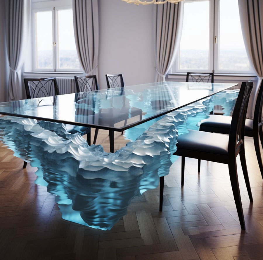 multi level glacier inspired dining room table