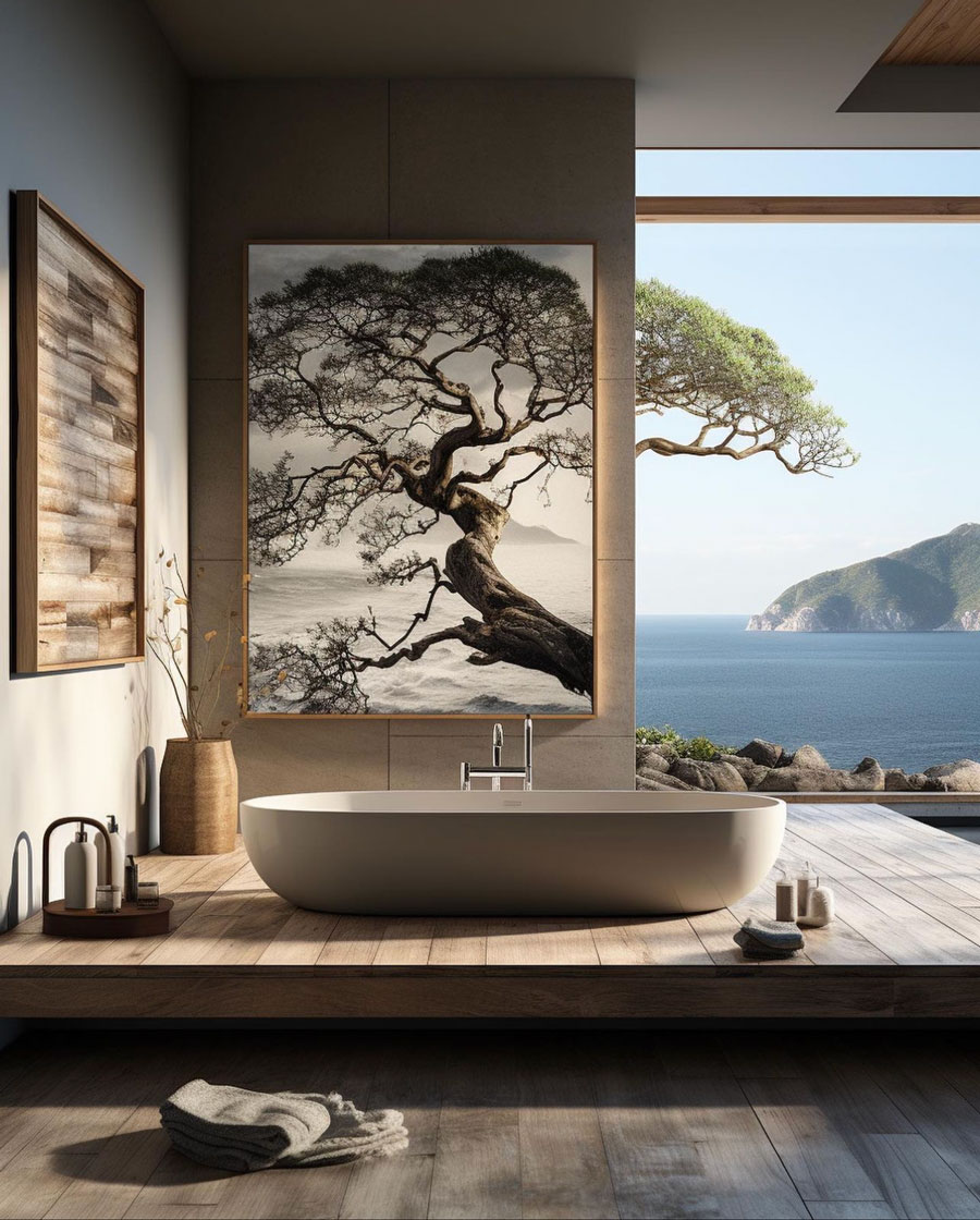 natural wood bathroom design
