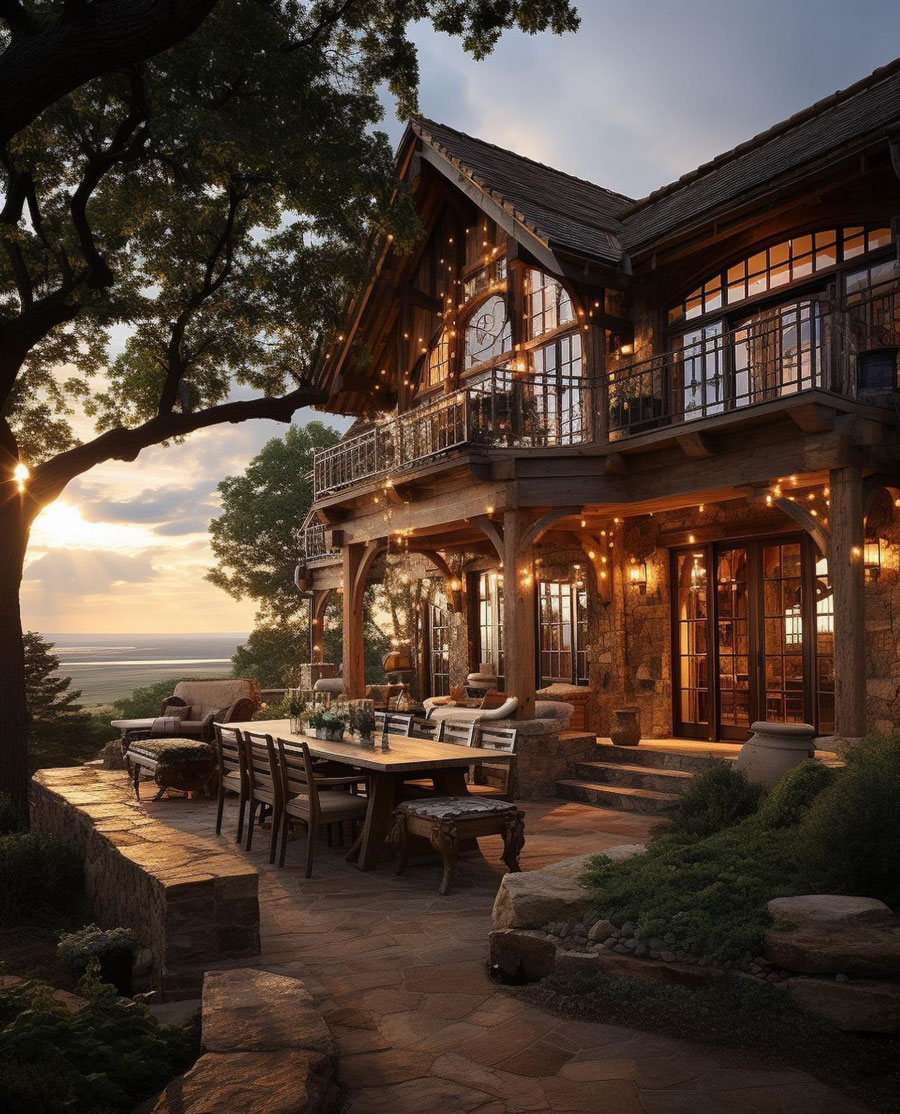 outdoor living space mountain dream home