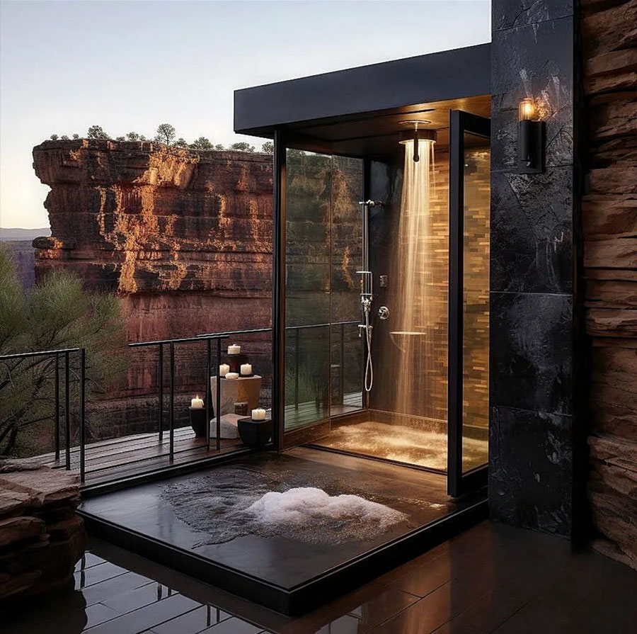 outdoor shower modern desert home
