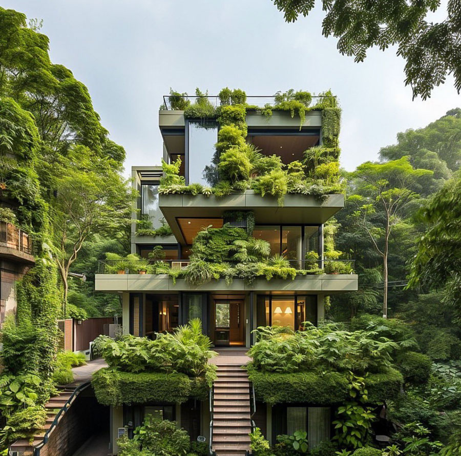 overgrown foliage rain forest home