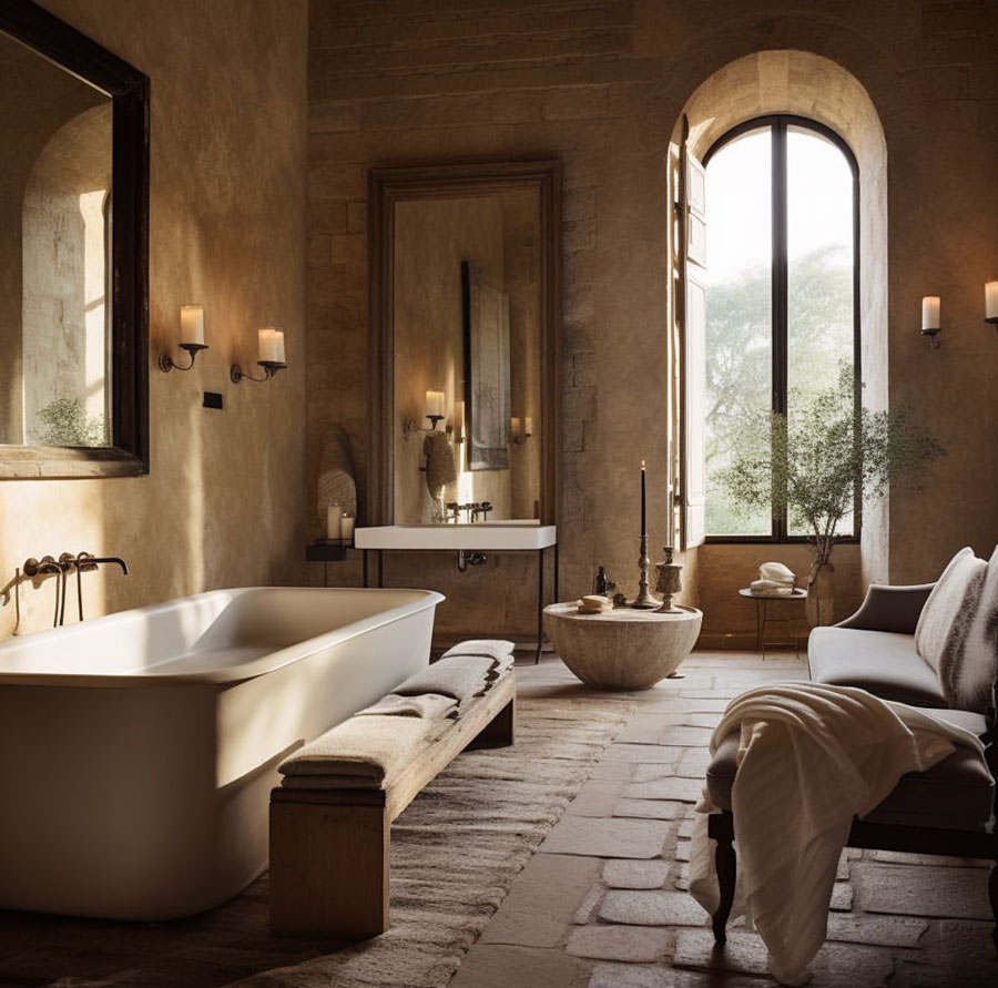 private bathroom with oversized bathtub