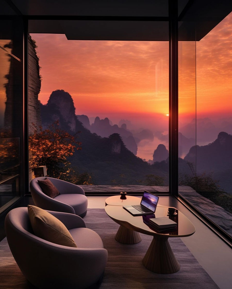 private office in with mountain views