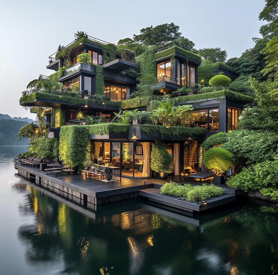 home exterior patio during sunset