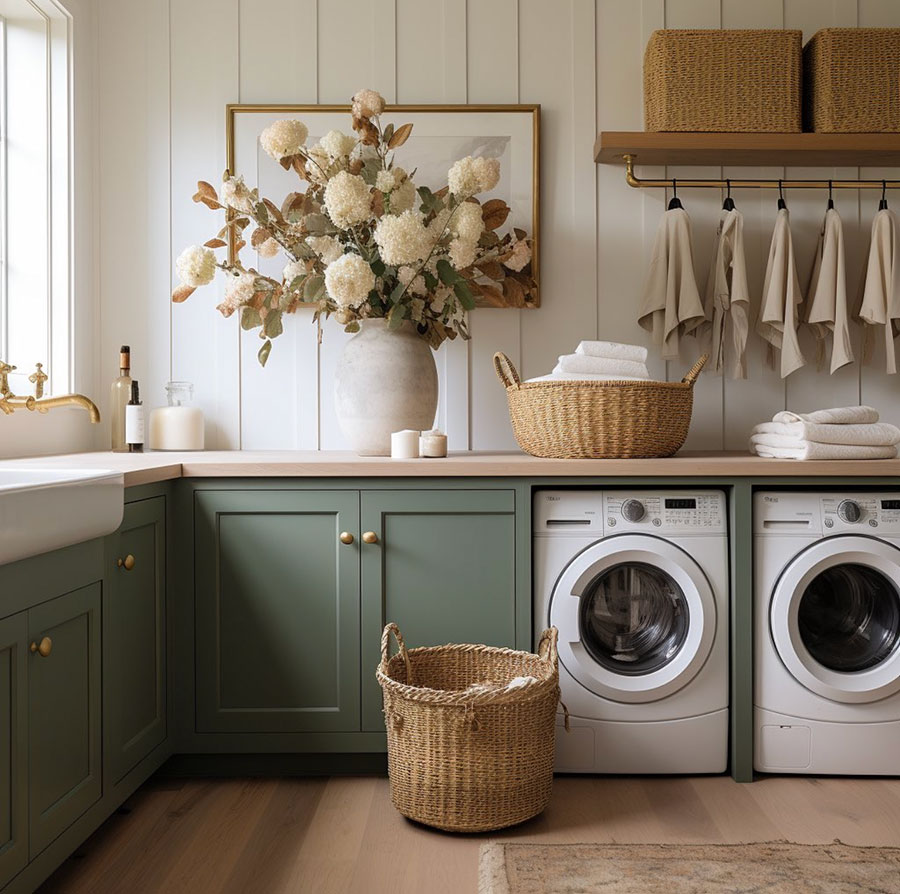 ship-lap-wood-walls-with-light-green-cabinets-laundry-room