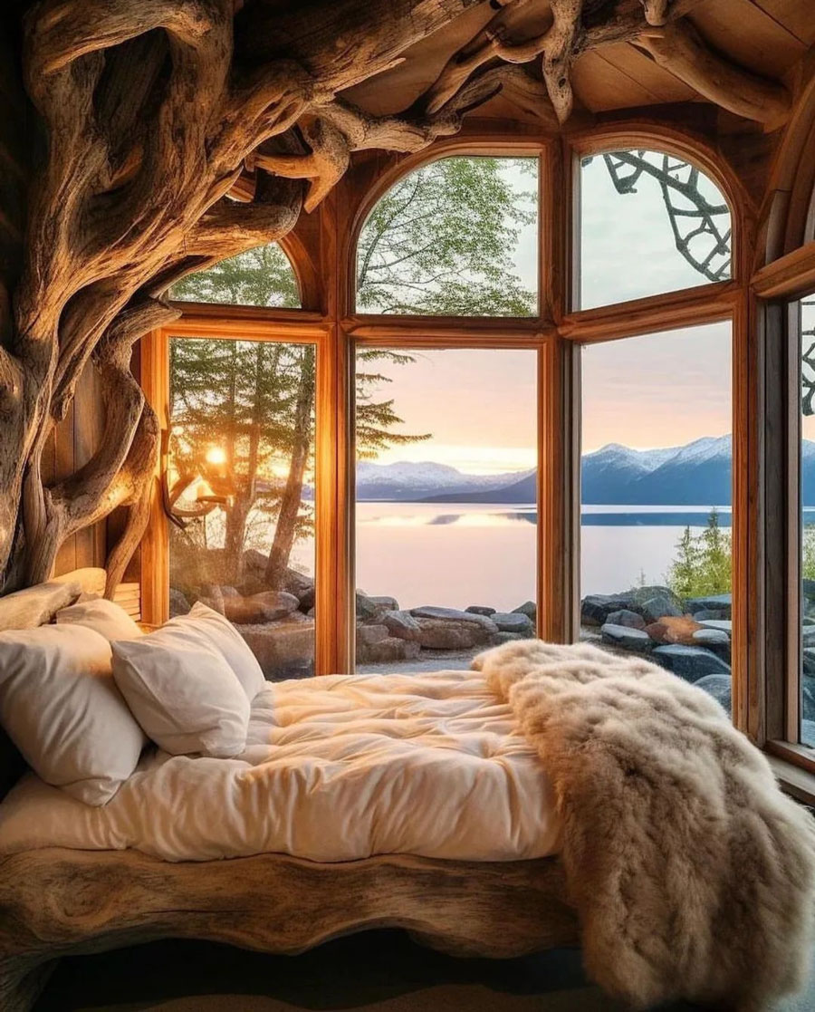 small bedroom in dream tree house home