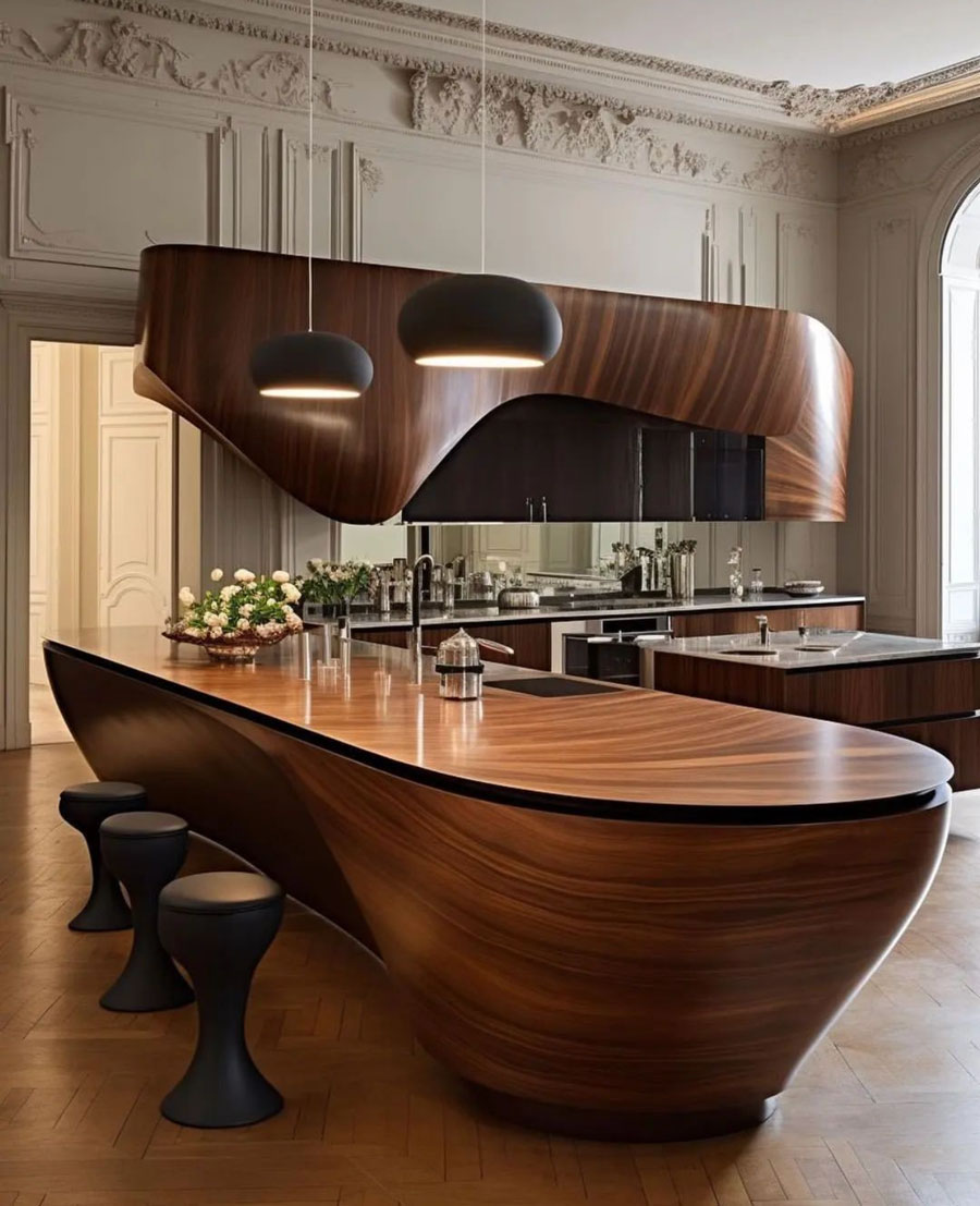 smooth wood textured kitchen cabinets