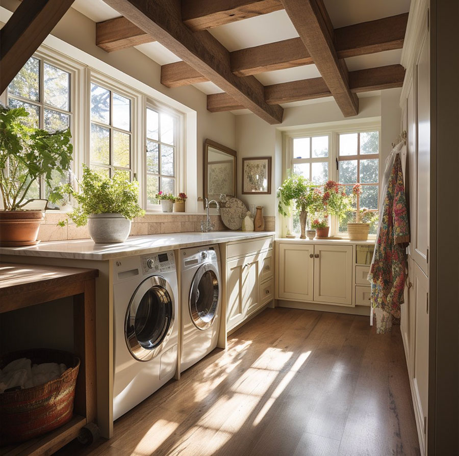 wood-beams-and-natural-wood-laundry-room