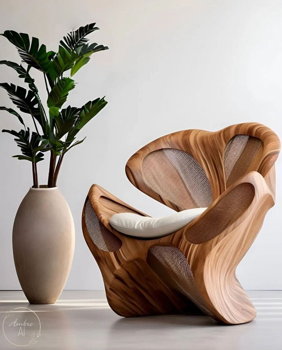 wood chair with white coushin