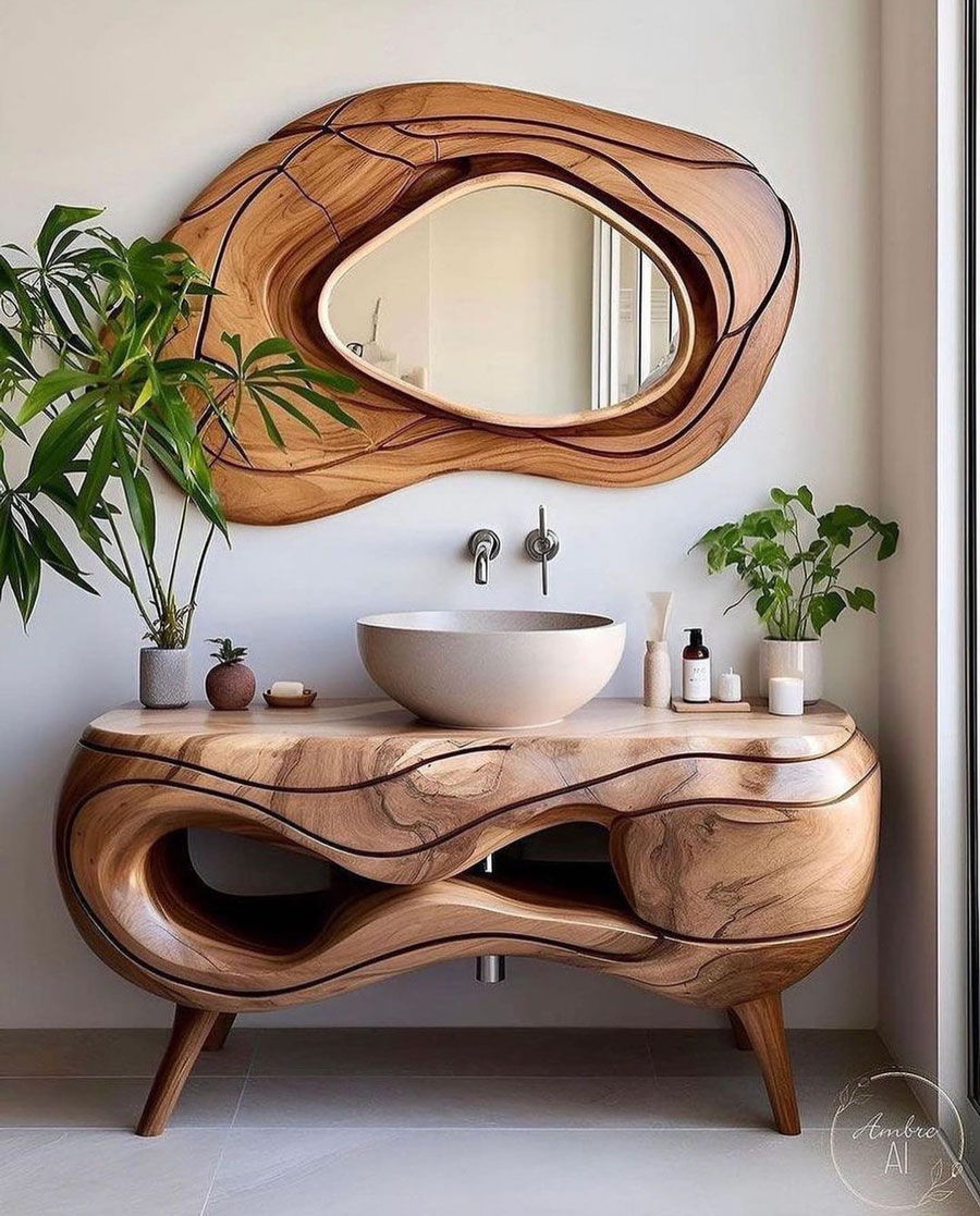 wood vanity bathroom