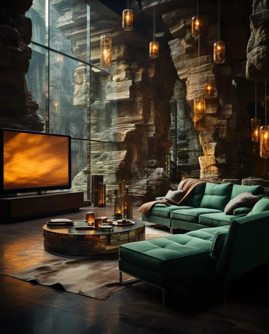 Cliffside wall living room