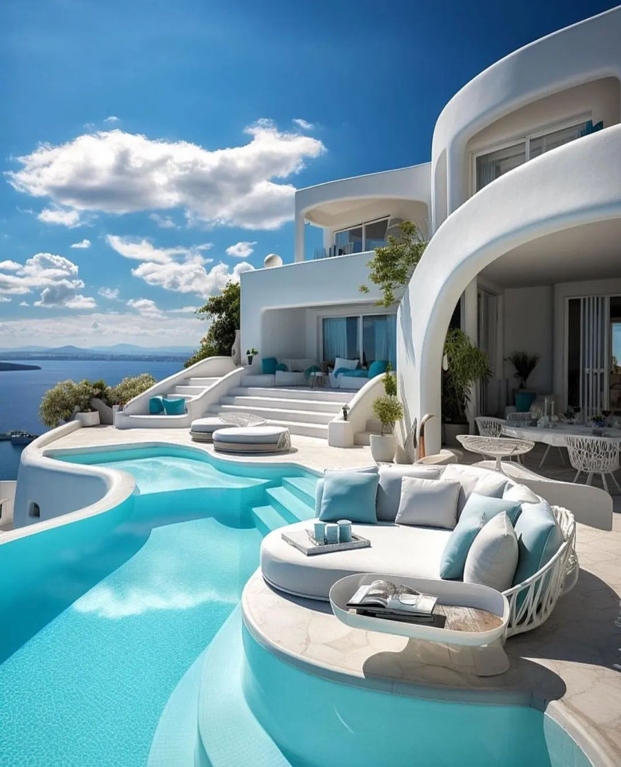 Outdoor Living Space Santorini Dream Home