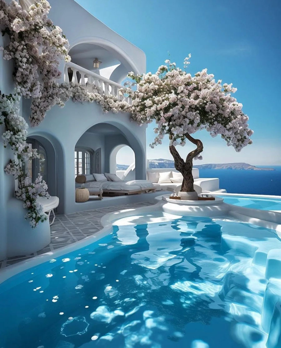 Outdoor Pool Santorini Dream Home