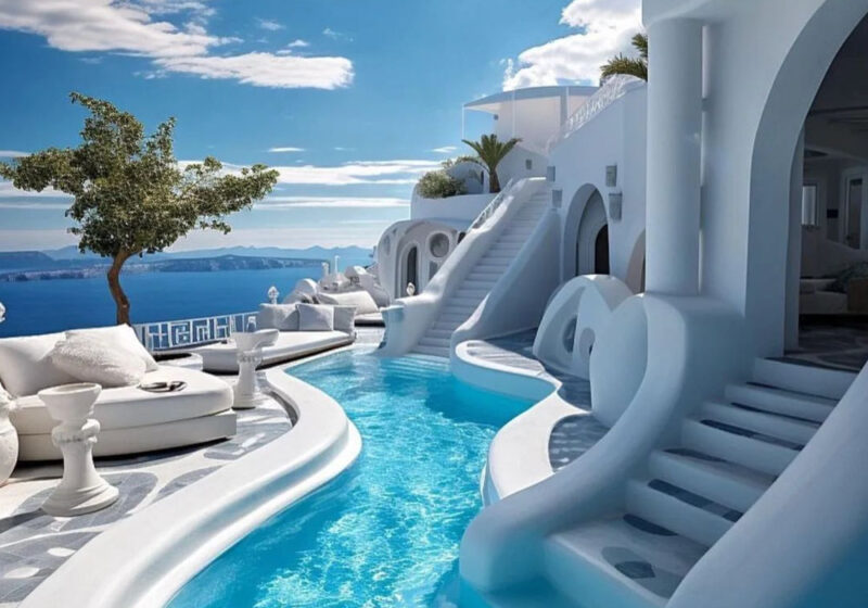 Santorini Home with private pool coastal views