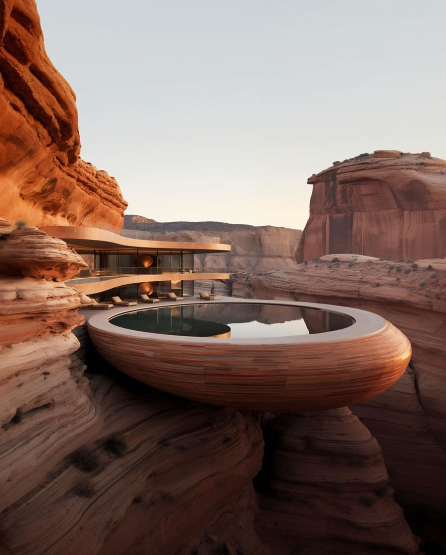 Dream Home Villa in The Utah Mountains Circular Pool