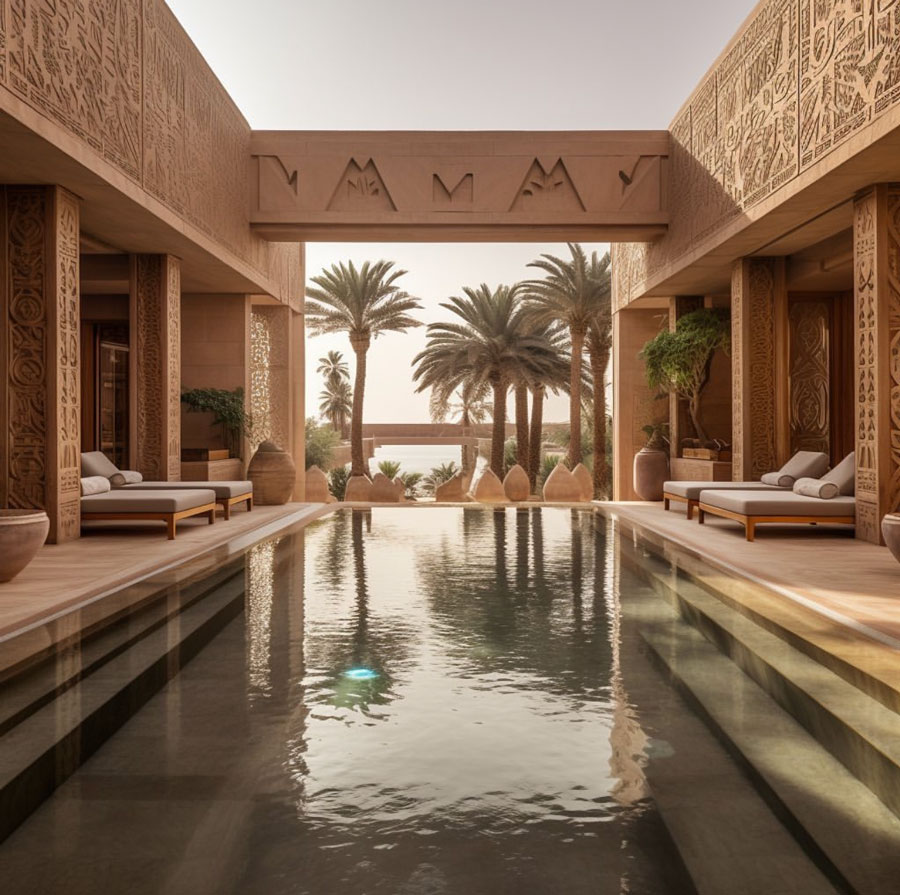 Egyptian Dream Home private pool walkway