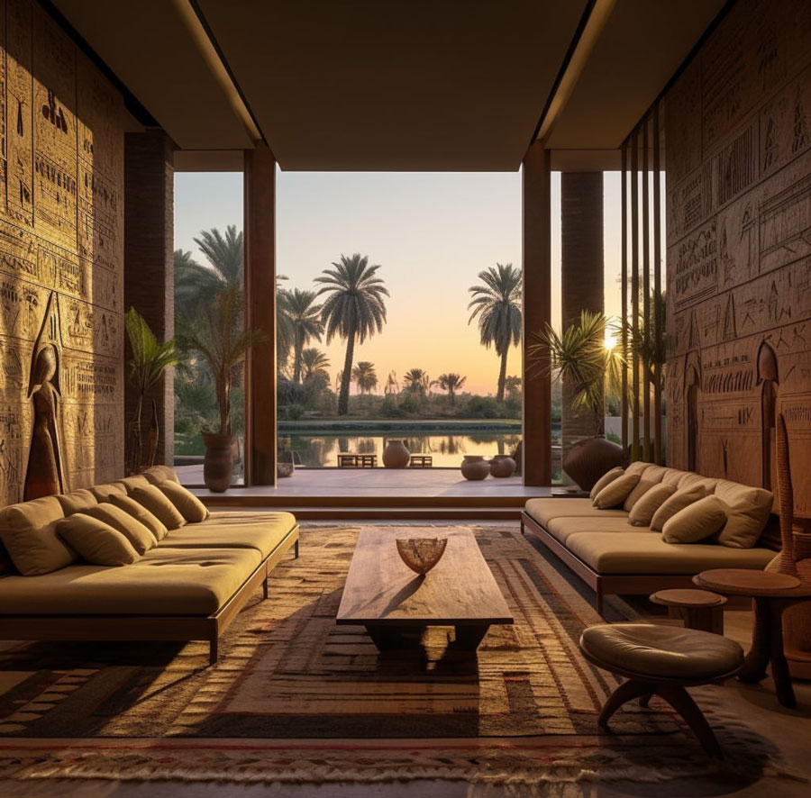 Egyptian Dream Home sunrise over living room
