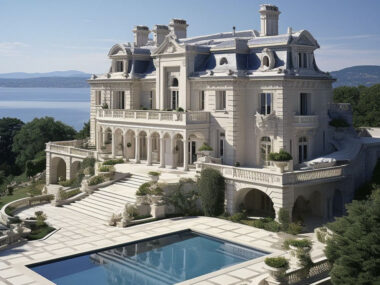French Style Manor on the lake Home Exterior