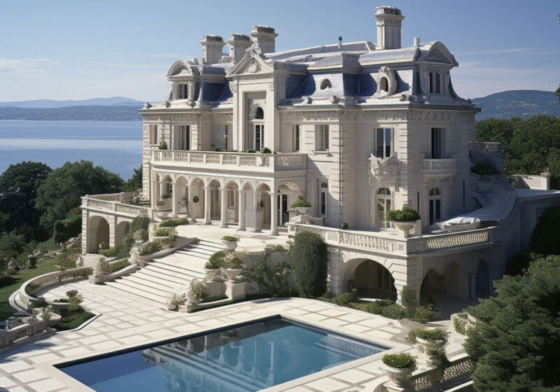 French Style Manor on the lake Home Exterior