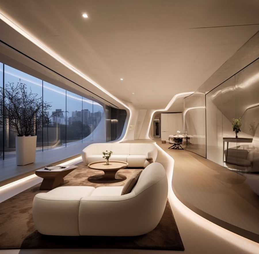 Futuristic Dream Home Villa Living Room